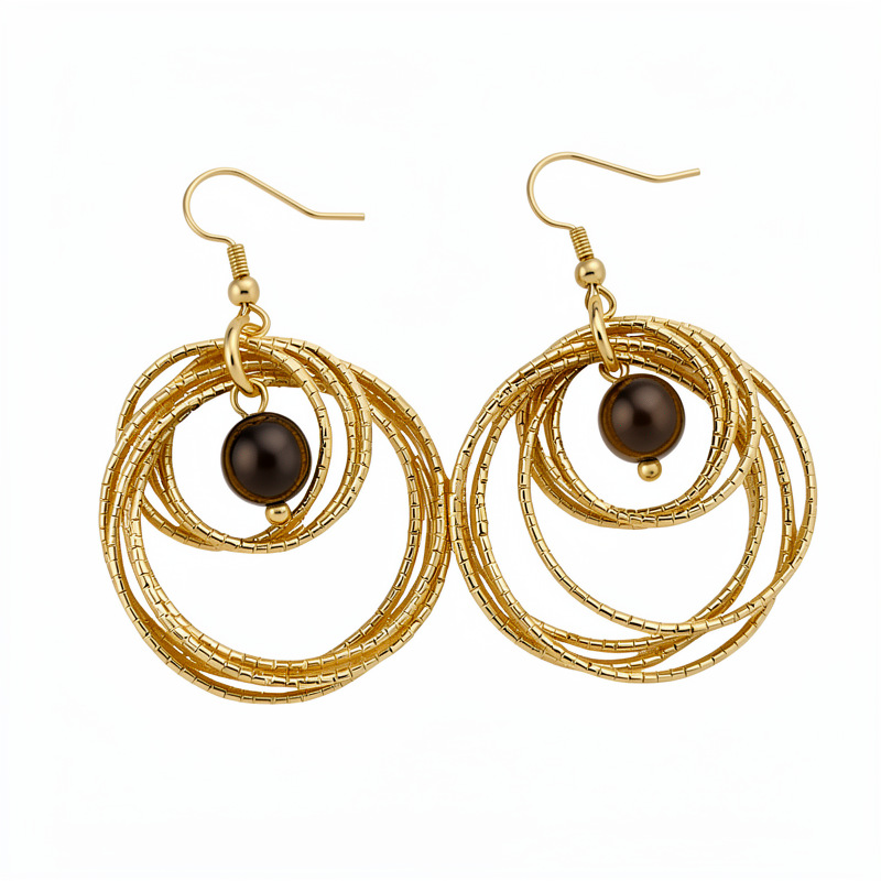 Medieval vintage ojo de tigre redondo hueco gancho de orejas temperamento temperamento temperamento aretes ligeros lujosos de alto nivel sensación de orejas