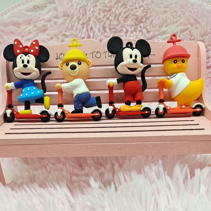 New Scooter Mickey Mouse Series Doll Foreign Trade INS Scooter Mickey Minnie Bear Keychain Wholesale