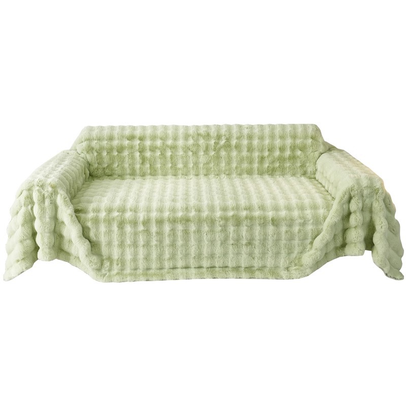 Nuevo conejo en línea cojín de sofá de peluche invierno engrosado anti-deslizante cojín de sofá cubierta de sofá cubierta de piel al por mayor