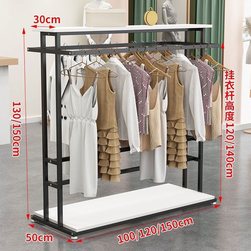 Centro comercial simple percha de secado de ropa para hombres y mujeres estantes de doble fila para colgar percha de ropa paralela percha de ropa de piso vertical tienda de ropa estante de exhibición