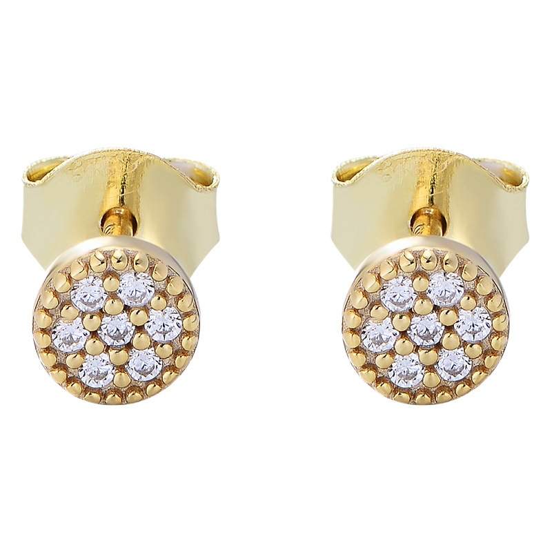 S925 plata esterlina lindo mini ZIRCON Stud pendientes hembra coreano taladro redondo simple señora Joker pendientes