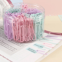 Manufacturer cross-border hot selling macaron color paper clip bookmark office student stationery set color paper clip
