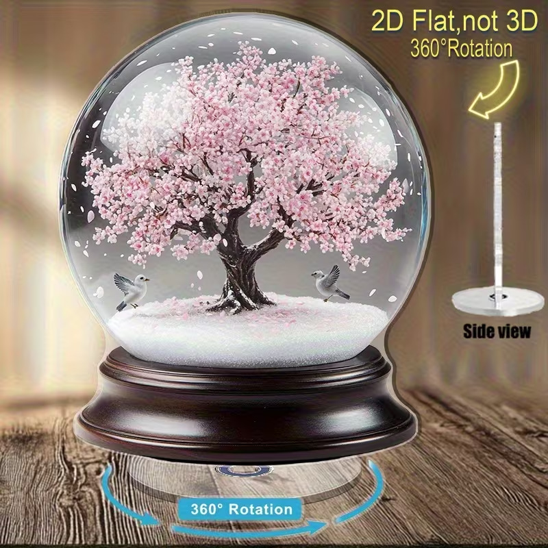 Impresión plana transfronteriza 2D plana 360 giratoria vista de nieve pingüino cabina accesorios de escritorio festivales interiores al aire libre