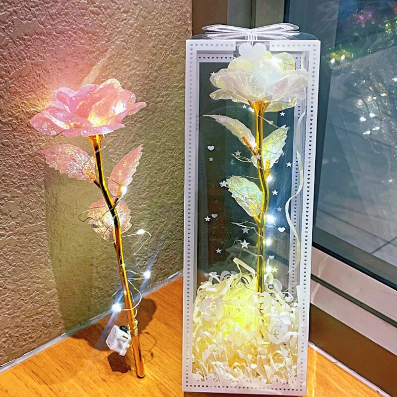 520 Wholesale Night Market Park Stall Supply Flash Gold Yongsheng Flower Simulation Rose Bouquet Couple Creative Accompanying Ceremony