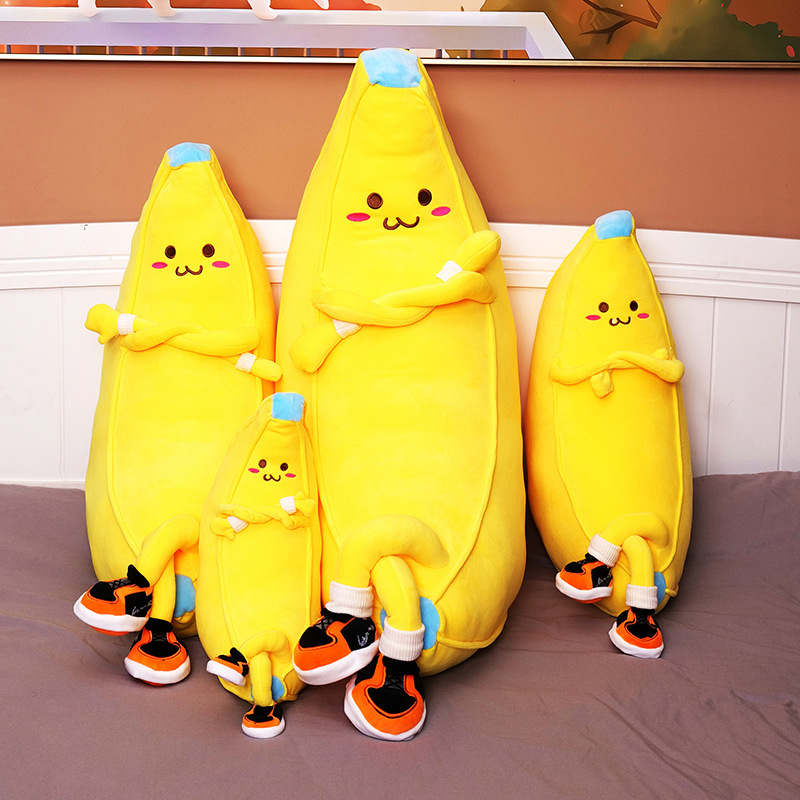 可爱香蕉毛绒玩具水果香蕉人玩偶女孩夹腿抱枕儿童女生日礼物批发