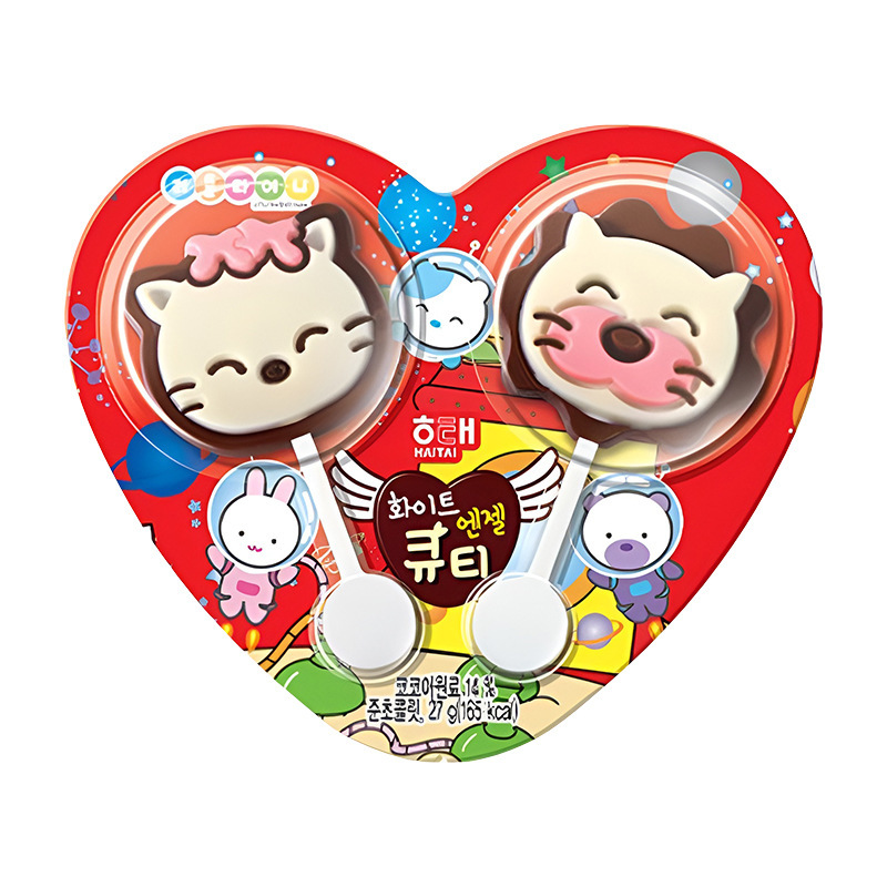 Haitai Korean Imported Cat Head-Shaped Milk Chocolate Bars, Children's Snacks, Office Snacks, and Binge-Watching Snacks