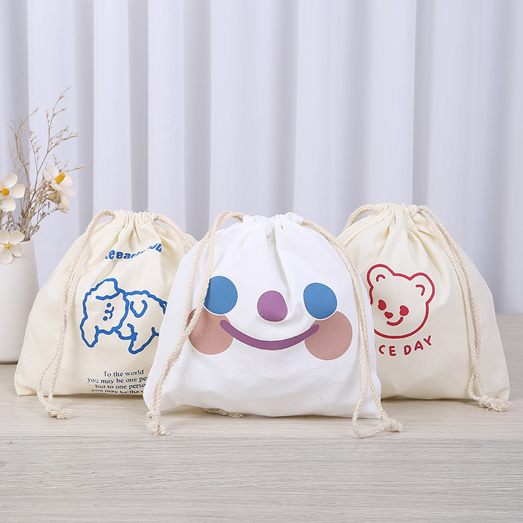 棉布束口袋订货双肩背包袋制印LOGO图案帆布手提袋