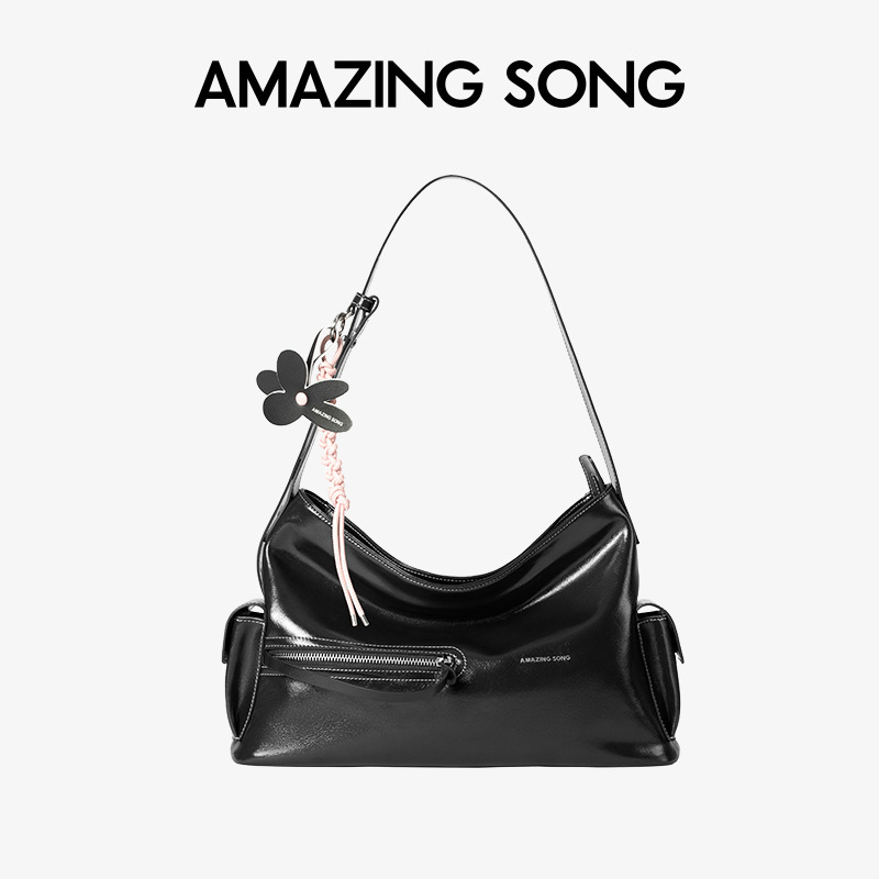 [陳都林と同じスタイル] Amazing Song リキュール スクエア HOBO ショルダー クロスボディバッグ レディース サドルバッグ|undefined