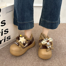 保暖面包鞋加绒女鞋棉鞋冬季卡通可爱加厚雪地靴胖胖大头鞋娃娃鞋