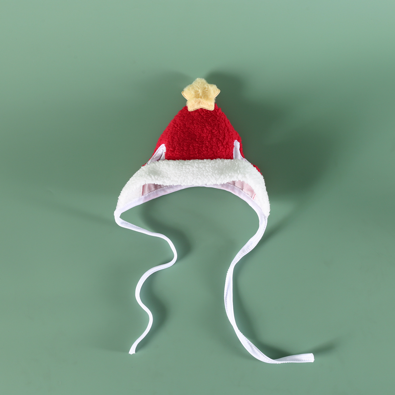 2025 Pet Christmas Set felpa estrella de cinco puntas gato cachorro lazo babero sombrero capucha cálido comercio exterior