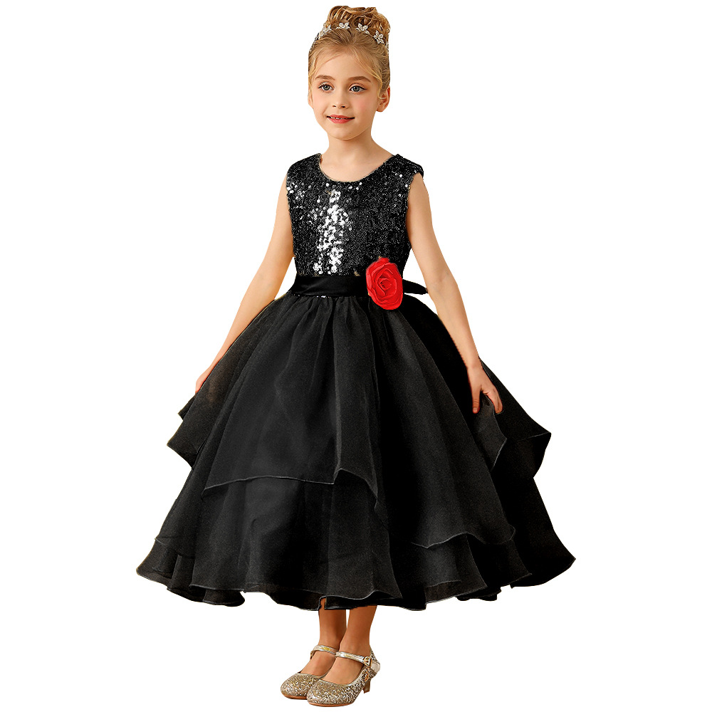 Nuevo comercio exterior transfronterizo Europa y Estados Unidos vestido de boda infantil vestido de encaje vestido de flores de fiesta de cumpleaños esling sin mangas