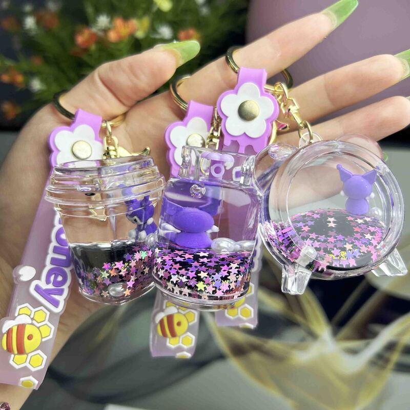 Cross-border explosions shaking sound net red into oil kulomi acrylic drift bottle key chain quicksand pendant gift wholesale Cross-border explosions shaking sound net red into oil kulomi acrylic drift bottle key chain quicksand pendant gift wholesale