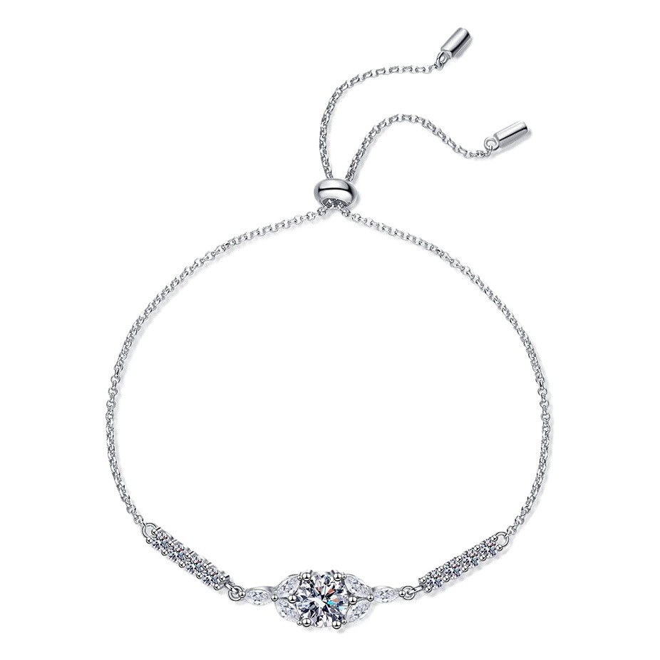 S925 pulsera de plata esterlina mujer estilo Chanel flor de la estrella floreciente pulsera ajustable moissanite D color 1 quilates pulsera femenina