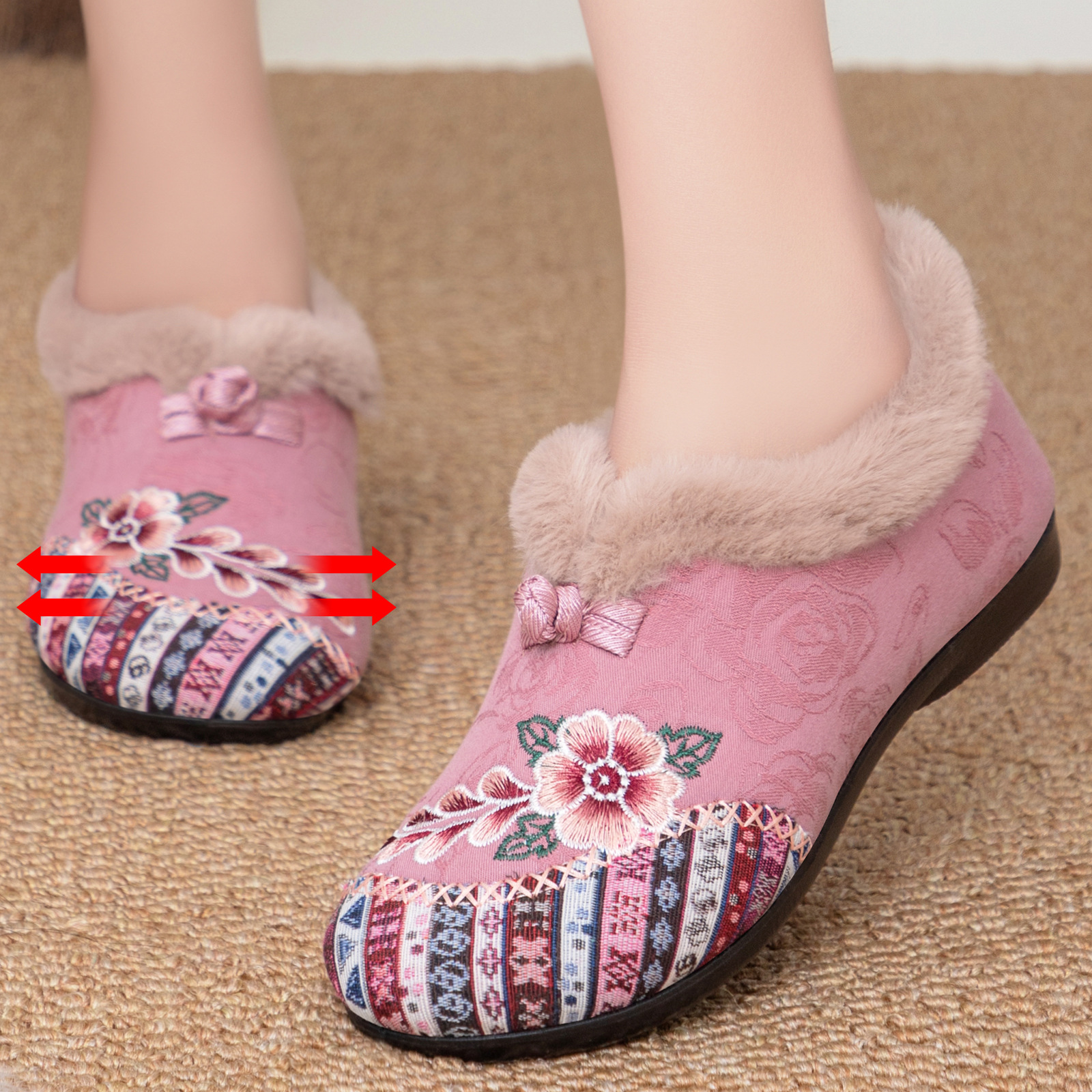 zapatos de algodón de mujer procesamiento personalizado botas de nieve nacionales más vello botas de algodón gruesas botas de mujer de tamaño grande botas de calentamiento a prueba de frío