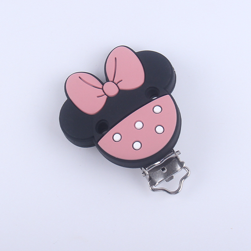 Nuevo bebé suministros de dibujos animados de silicona animal chupete clip calmante bebé chupete de silicona anti-gota clip de cadena