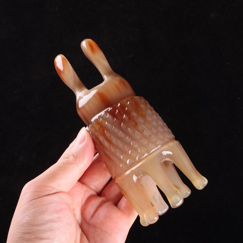 牛角梳头疗梳雕玫瑰花头部经络梳子头皮按摩梳美鼻通用天然正品梳|undefined
