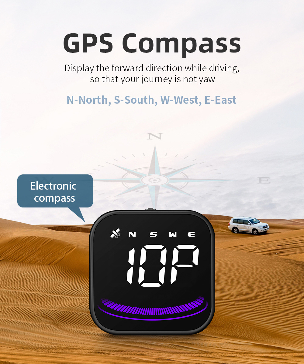Car Head-Up Display Universal Hud Vehicle Gps Speedometer Speed Measurement Compass High-Definition Smart Display