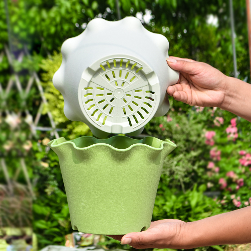 プラスチック植木鉢フリル樹脂植木鉢メーカー卸売屋内バルコニー花と野菜植栽ポットを拡大して厚くします|undefined