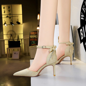 286-a2 European and American style women's shoes: fashionable high heels, thin heels, hollow shallow mouth, pointed