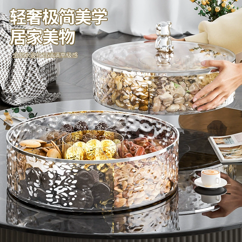 Light luxury sealing Nuts Snacks Putting Disk for New Year's Dried Fruit Drive Box Household living room Camellia high -end fruit disk