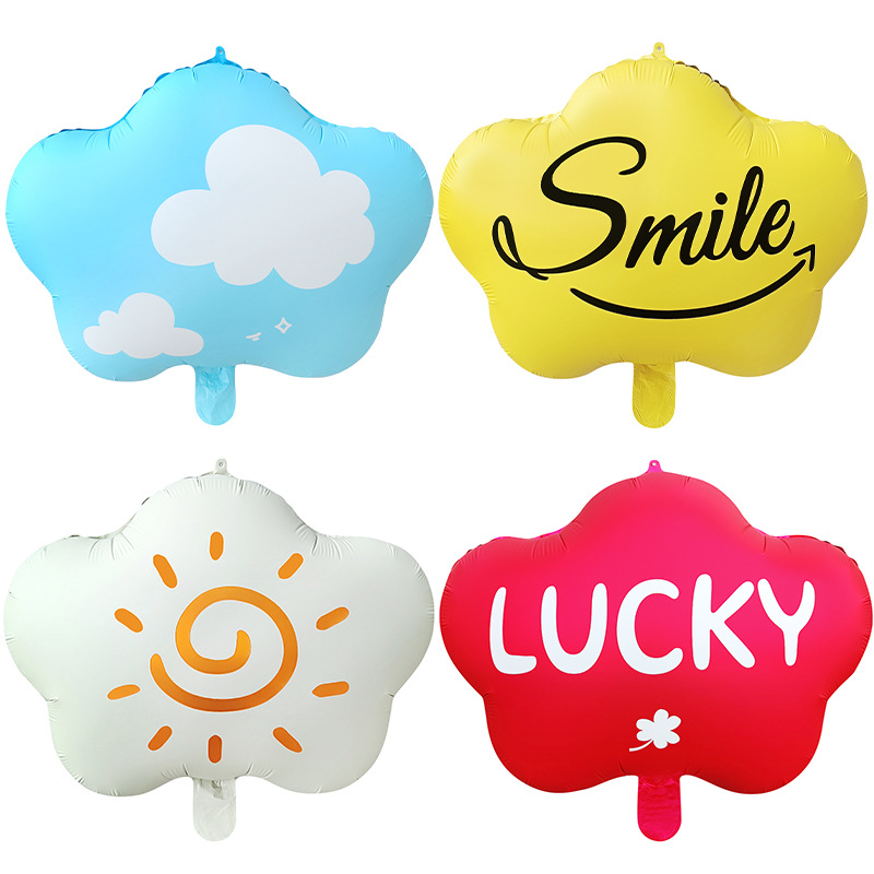 Globo de nube sonriente globo de luna de sol de dibujos animados arco iris decoración de cumpleaños modelo cara sonriente rubor globo de nube blanca