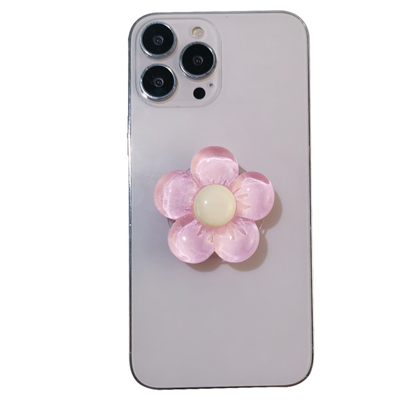 Handyhalterung mit Ring, kreativer fünfblättriger kleiner Blume, multifunktionaler drehbarer Ständer, selbstklebend für den Schreibtisch_voghion.com