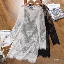 2025秋装新款蕾丝打底衫女长袖春秋洋气内搭镂空中长款网纱上衣潮
