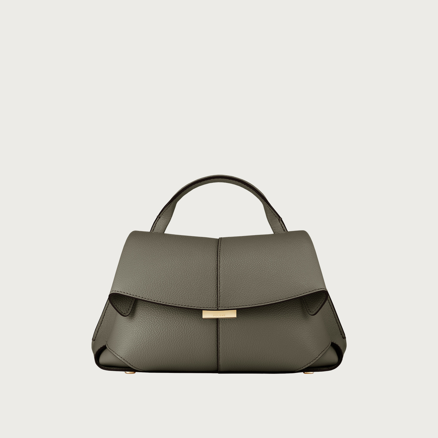 Polene Numero Un Mini Grey Textured Leather