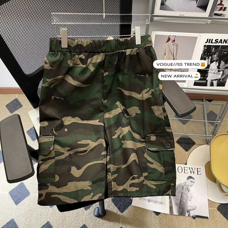 2026 Camouflage Cargo Shorts for Men, Summer American Street Style Straight Mid-Length Pants, Trendy Brand Multi-Pocket Casual Capri Pants