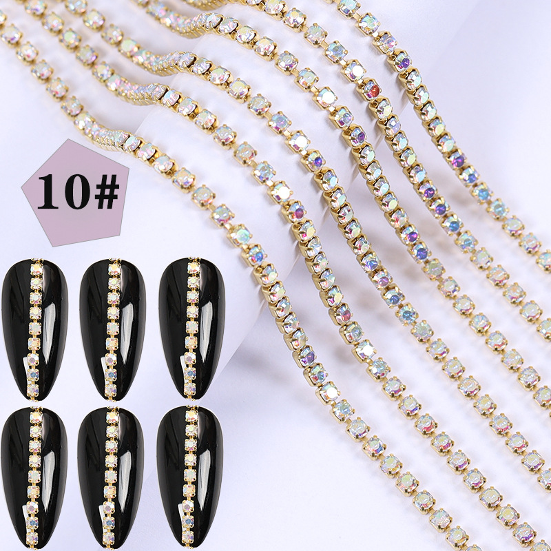 Super Value Six Packaging Japanese Style Creative Nail Decorative Chain Pearl Rhinestone Chain Nail Metal Color Retention Chain Wholesale display picture 9