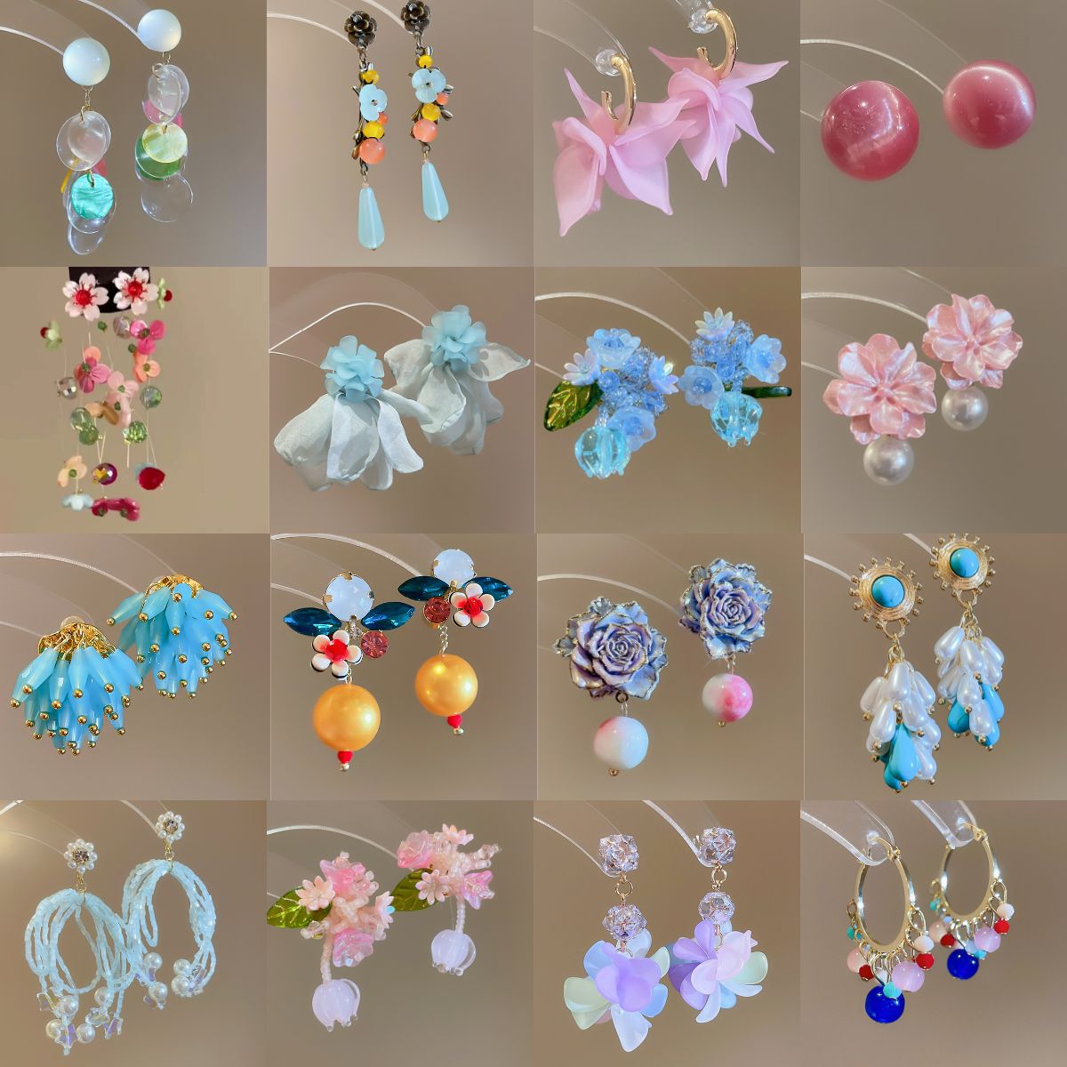 Pendientes de flores de color dopamina Pendientes dulces y frescos de primavera y verano Pendientes pequeños y elegantes de alta gama para mujer