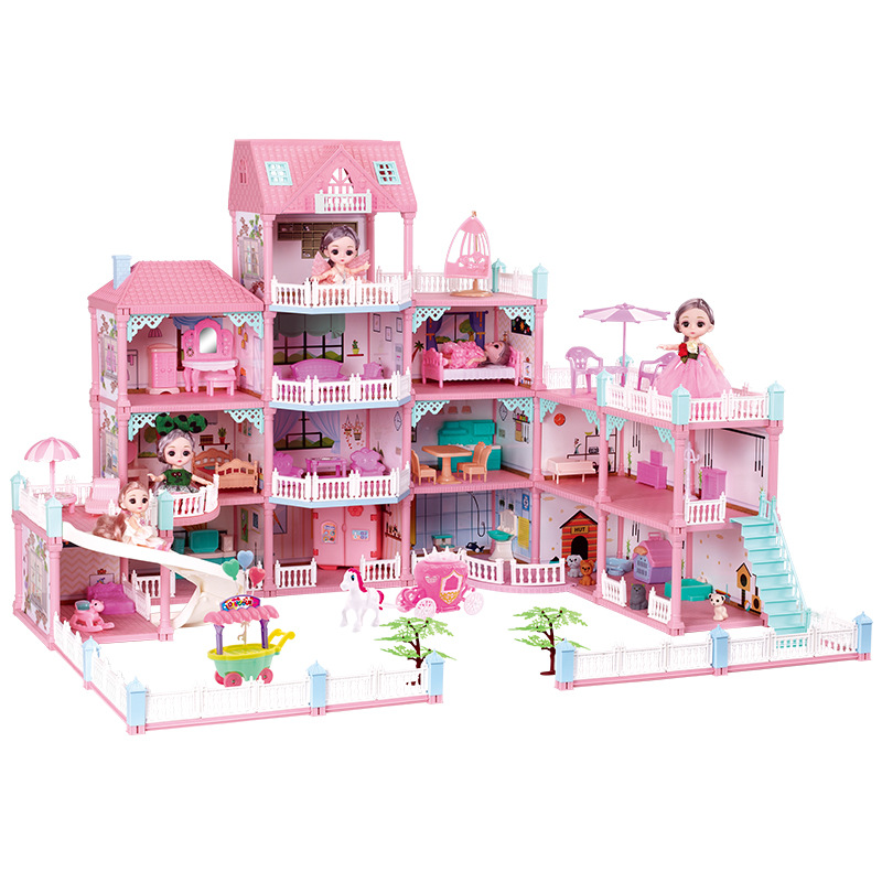 Los niños transfronterizos juegan casa juguete niña simulación muñeca casa princesa Castillo Villa Casa montado juguete al por mayor