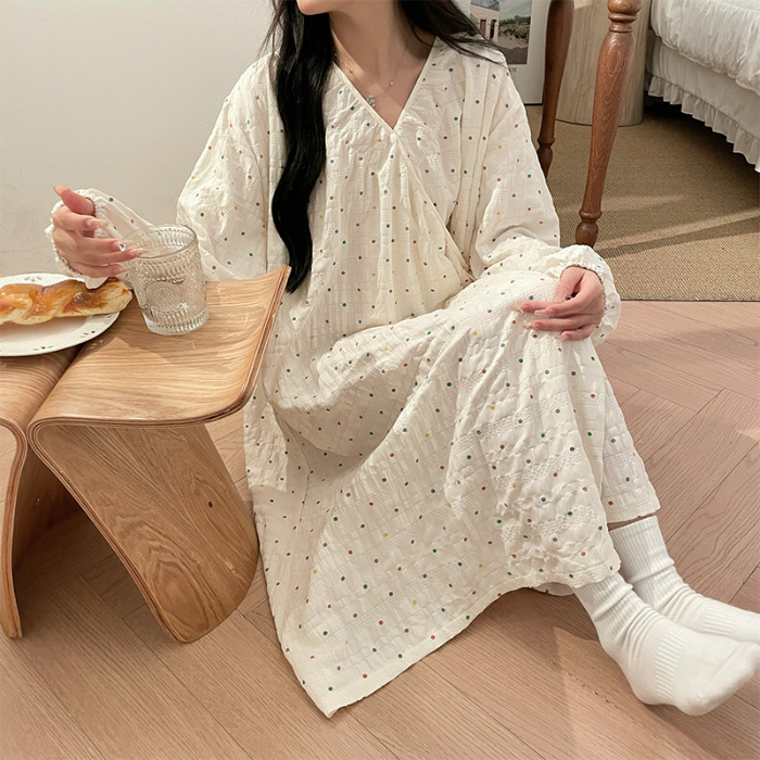 1228#컬러풀한 폴카 도트 잠옷