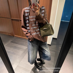 琪镌绘制长袖T恤女磨毛时尚秋季新款内搭打底衫宽松慵懒上衣25322