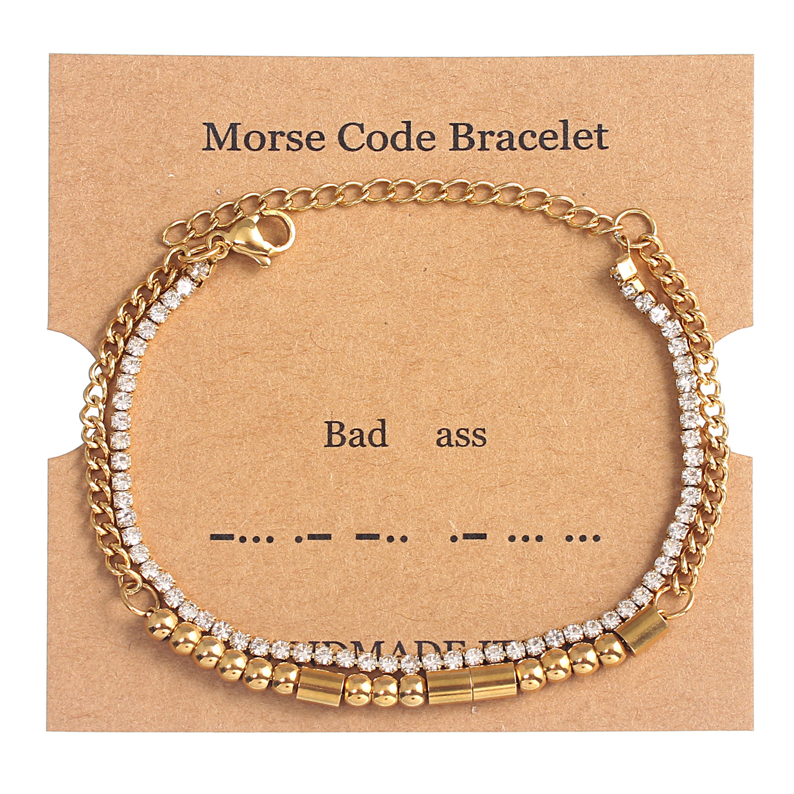 Simple Style Classic Style Letter 304 Stainless Steel 18K Gold Plated Rhinestones Bracelets In Bulk display picture 6