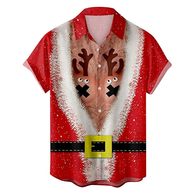 2023 fashion shirt Christmas elements new 3D digital printing casual cross-border men's factory outlets