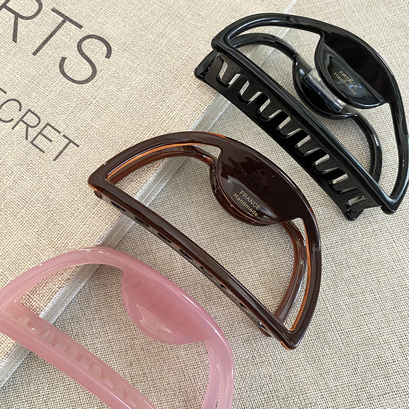 Fermaglio per capelli in acetato francese retrò con standard in oro, grande forcina semicircolare a forma di squalo, per capelli da donna, per la parte posteriore della testa._voghion.com