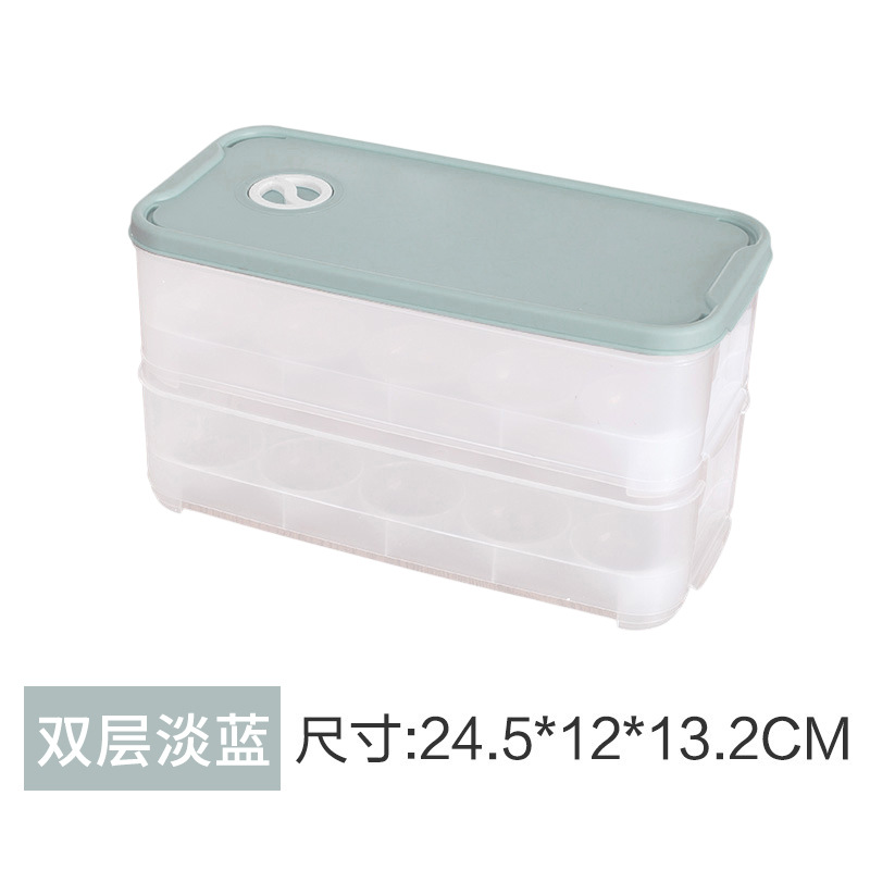 Caja de huevos de doble capa de cocina apilable estante de huevos a prueba de polvo caja refrigerada de alimentos con tapa caja de almacenamiento de refrigerador