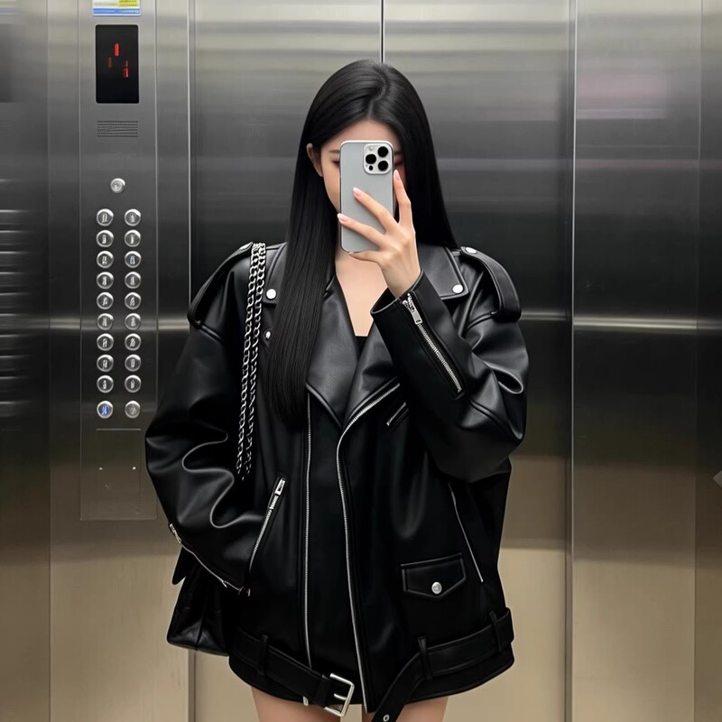 High-end motorcycle leather jacket 2026 spring/autumn new style American retro versatile fashion leather jacket