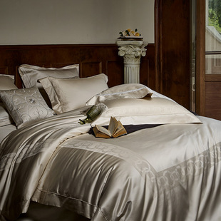 British Manor Style 140 Egyptian Cotton Four-piece Suit High-grade Exquisite Yarn-dyed Cotton Quilt Cover Skin-friendly Soft Breathable