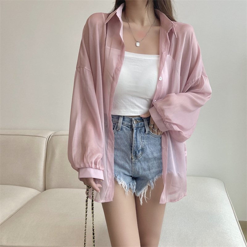 112g Weight Long Sleeve Sleeve Length Single Breasted Placket Type Shirtsleeve Sleeve Type Polyester, Chiffon Fabric Type Regular Top Length Cardigan Tops Type Holiday Occasion Shirt Collar Neckline Loose Fit Type Solid Color Pattern Summer, Spring Season Women's Gender Casual Style Wholesale Women's Casual Solid Color Long Sleeve Blouses 30