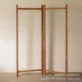 老榆木酒店隔断屏风客厅可折叠移动实木屏风中式折屏木质隔断架