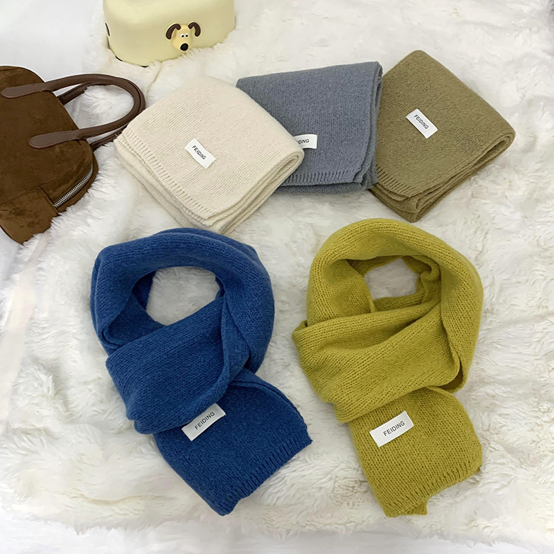 Bufandas cálidas de invierno nuevas tendencias coreanas de color sólido parejas de color sólido amplio glutinoso suave engrosado buñuelo de punto chal