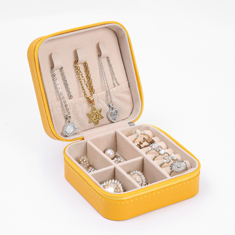 Caja de joyería de alta calidad simple, pendiente, collar, anillo, caja de almacenamiento al por mayor, caja de almacenamiento de joyería antioxidante portátil de doble capa