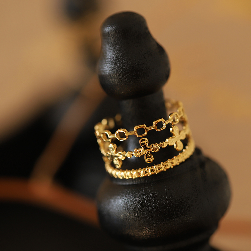 4g Weight Real Gold Plated Plating Material Open Rings Classification Adjustable Ring Size 1 Piece Quantity Daily Occasion 304 Stainless Steel Material Geometric Pattern Women's Gender Ethnic Style, Simple Style Style Waterproof Non Tarnish, Hollow Out Craft Real Gold Plated Geometric 304 Stainless Steel Ethnic Style Simple Style Waterproof Non Tarnish Open Rings 6