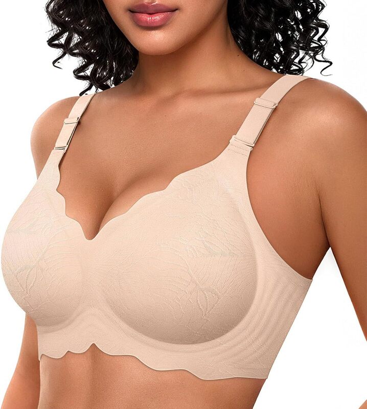 Oeak Women's Bra Wireless Fan-Shaped Push-Up Butter Soft T-Shirt Bra Seamless Full Coverage Convertible