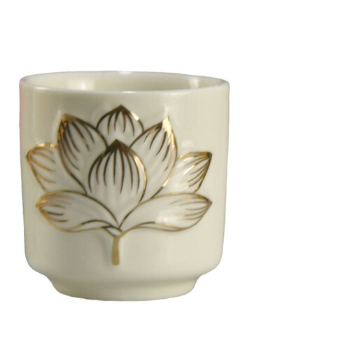 Small Red Wine Glass Self-Made Oil Lamp Ceramic Cup with Relief Candle Holder Buddhist Accessories Complete Offering Cup Wedding