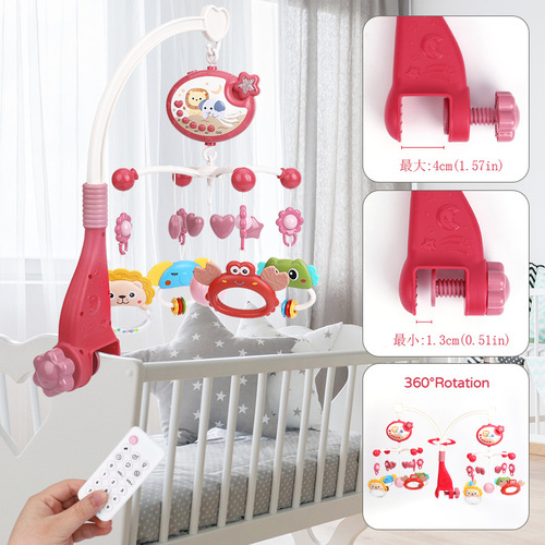 Cross-border best-selling new baby music bed bell rattle toy 0-1 year old bedside projector soothing toy