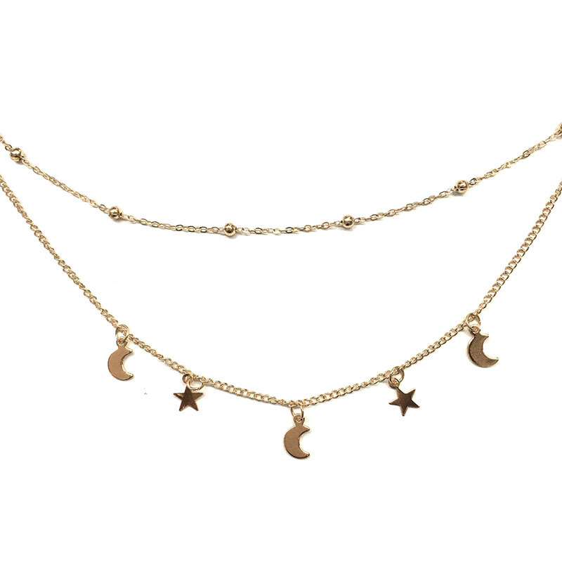 Plating Design Basic Modern Style Classic Style Star Moon Alloy Wholesale Double Layer Necklaces Choker