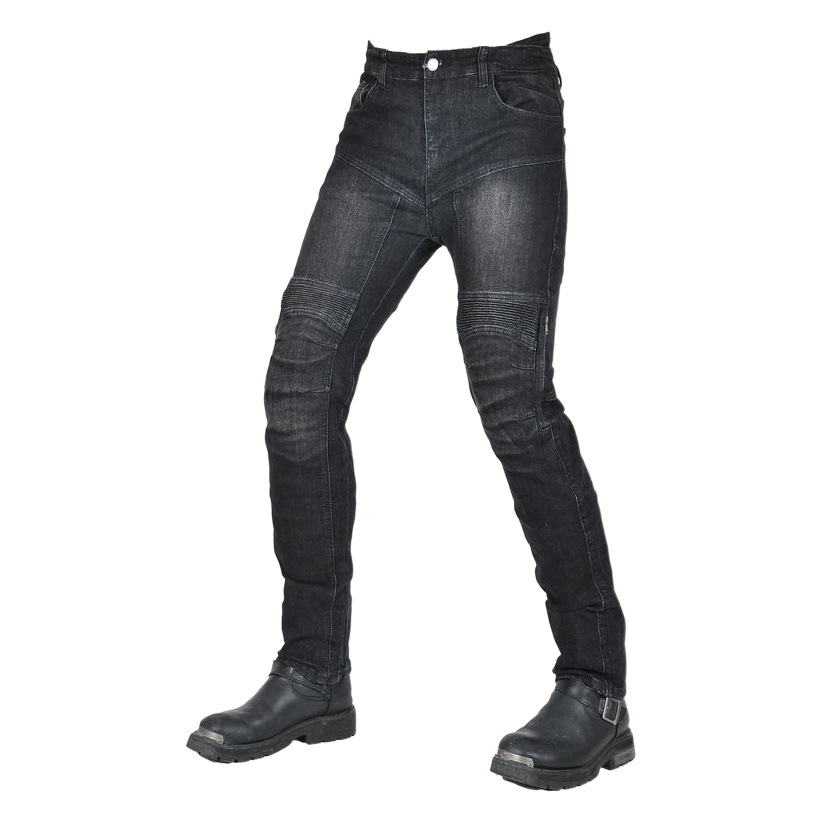 VOLERO Volum Gong motocicleta jeans hombres y mujeres de la motocicleta Racing casual straight cintura alta estiramiento ciclismo Pantalones